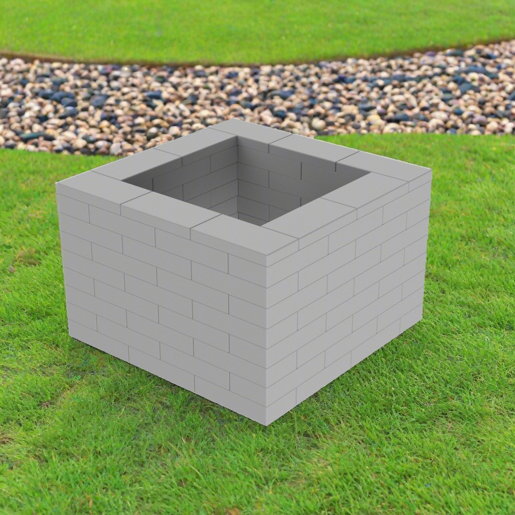 Gray Plastic Brick Planter Kit 3 x 3 x 8