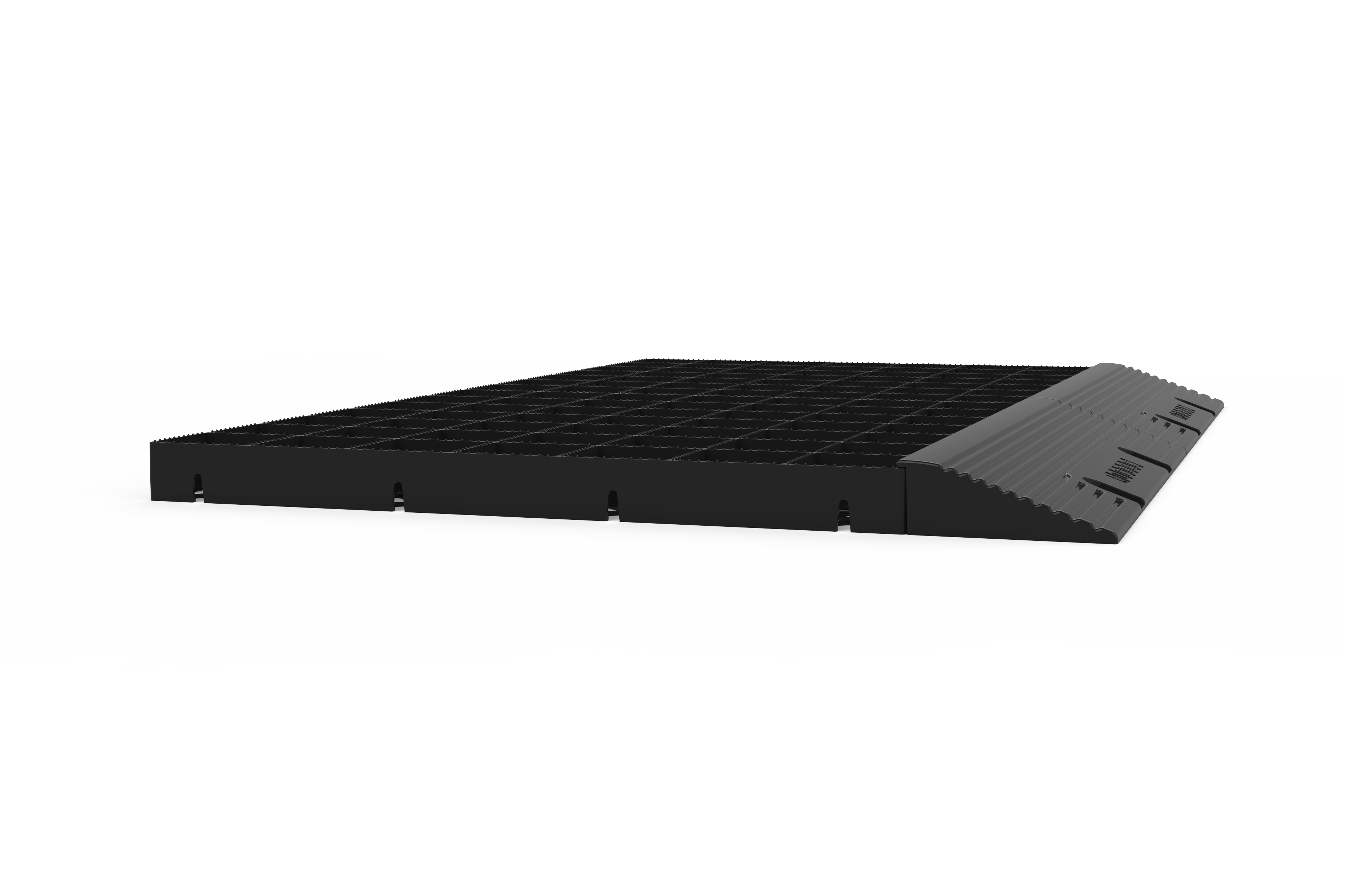 IBRAN-V edge ramp for gravel grids, temporary parking surfacing and installation of gravel grids on concrete